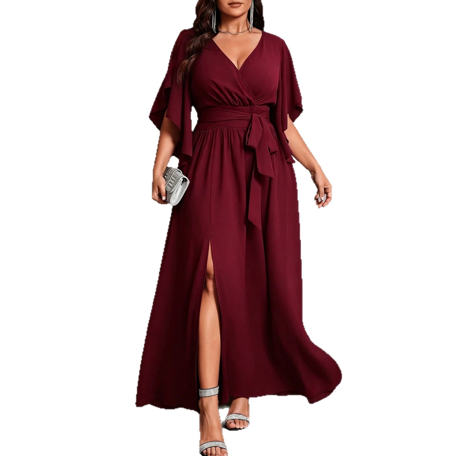 V Neck Short Sleeve Dress Flar - огляд і ціна Women Fashion Necktie