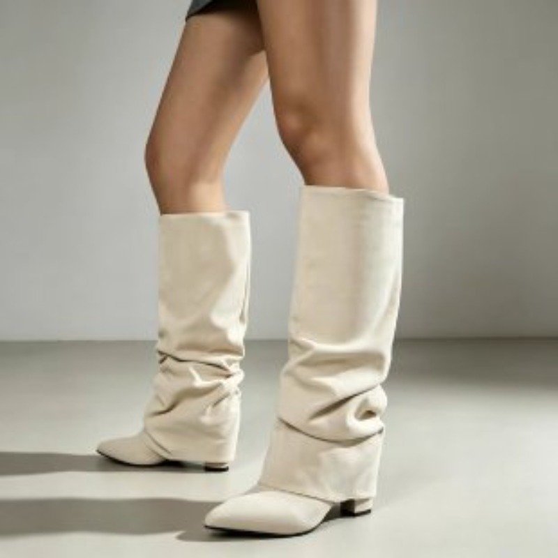 Fashion Retro Pointed Toe Plea - огляд і ціна Women'S Fashion Knee High Boots