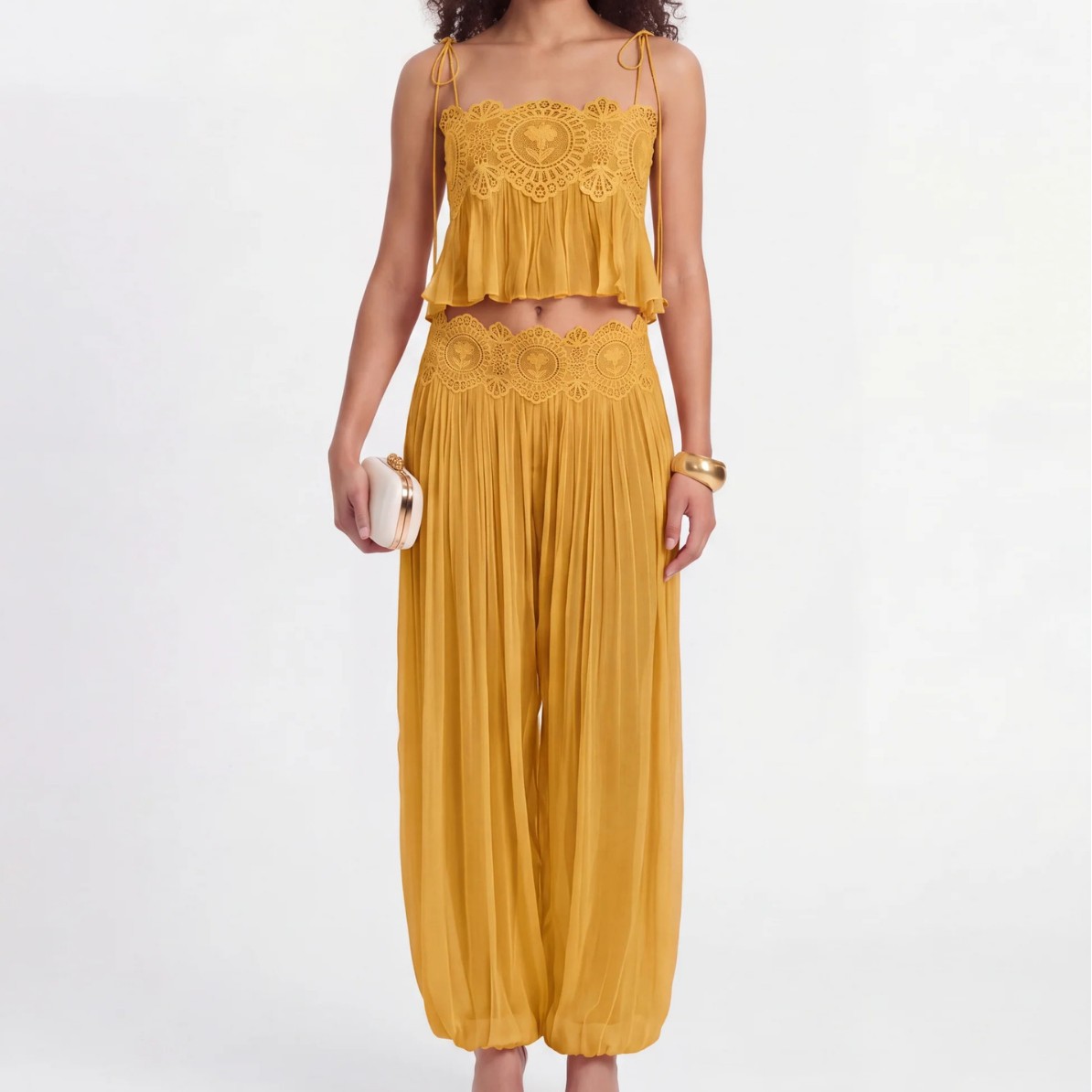 Women Long Pant Set Square Nec - огляд і ціна Lace Trim Cami